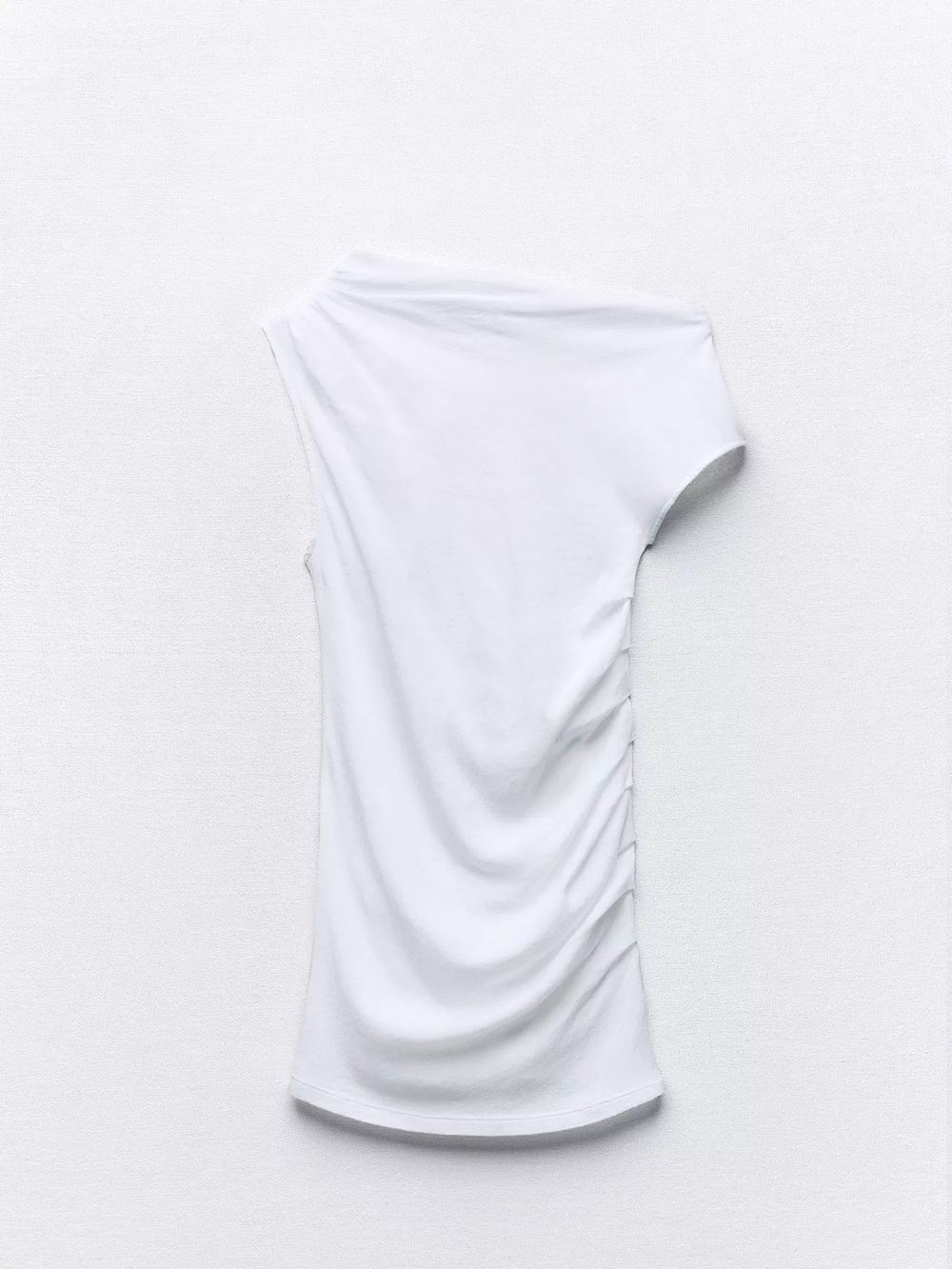 Zara White Draped Sleeveless Tank Top